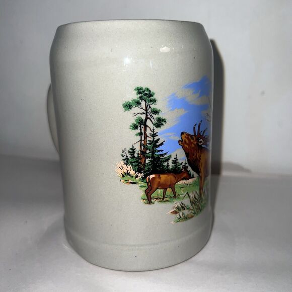 German Stein Elk Vintage West Germany Hirschmann Stoneware Beer Stein Mug - Picture 4 of 9